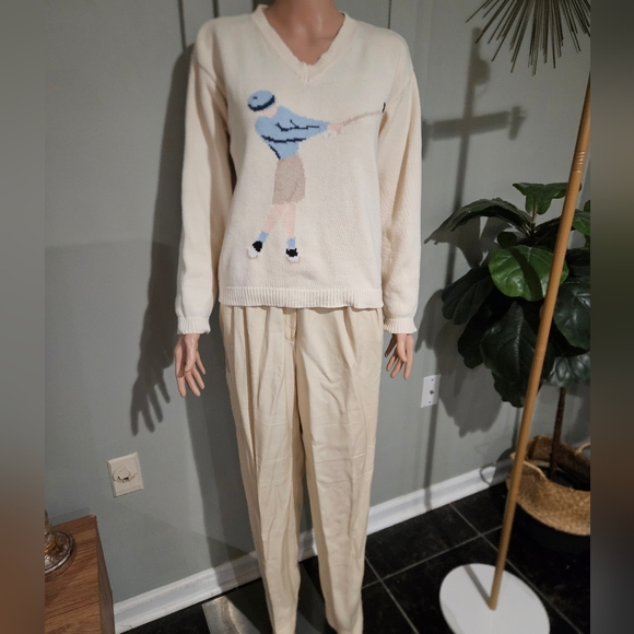 Vintage Liz Claiborne Liz Golf Sweater – Cotton Golf Graphic Sweater – Size M - Picture 15 of 16
